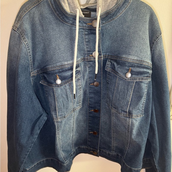 Lane Bryant Jackets & Blazers - NWT Lane Bryant Blue Denim Jacket with Gray Hood